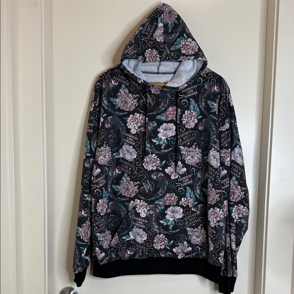 Assholes Live Forever Floral Black Hoodie